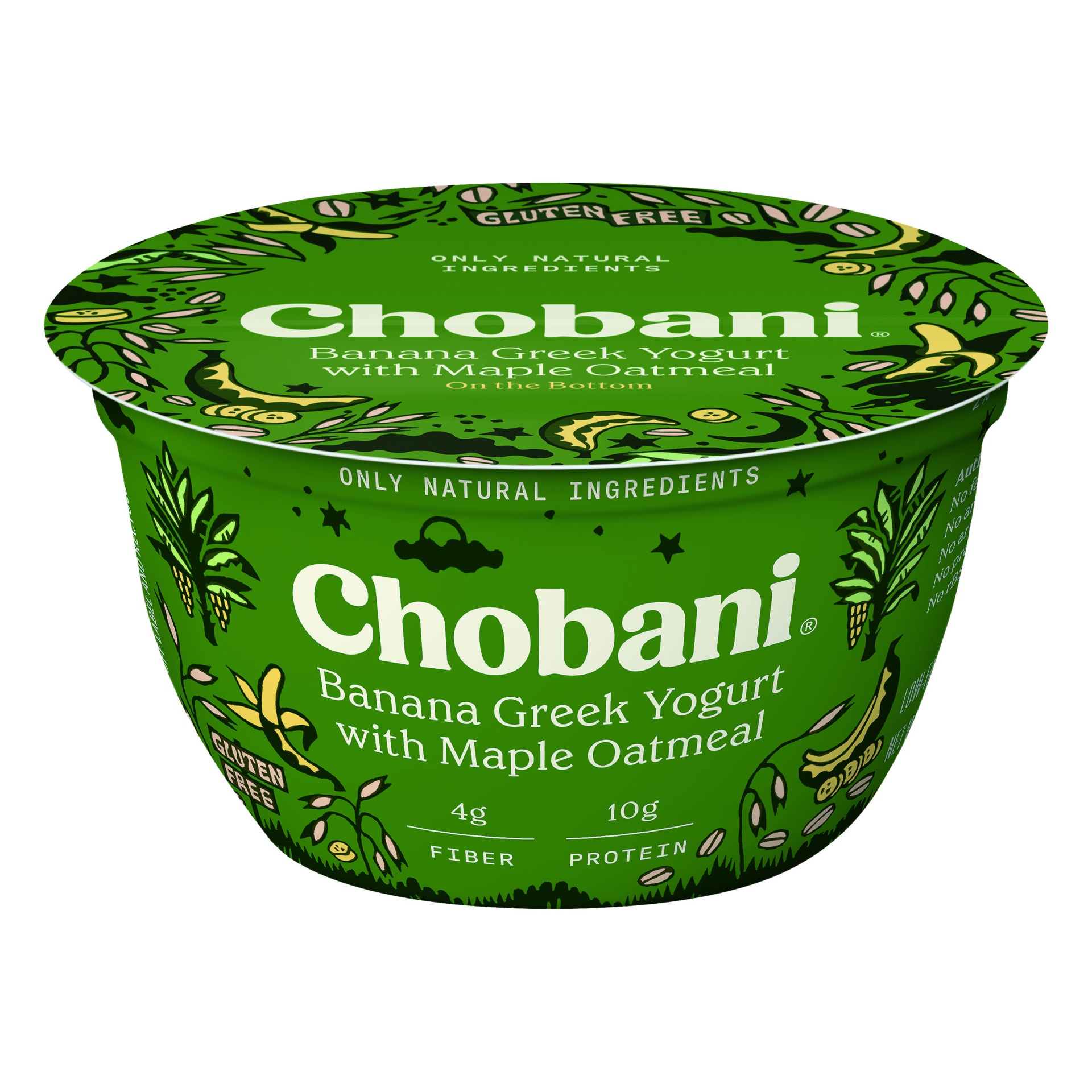 slide 1 of 1, Chobani Mighty Oats Banana Maple Blended Low-Fat Greek Yogurturt, 5.3 oz