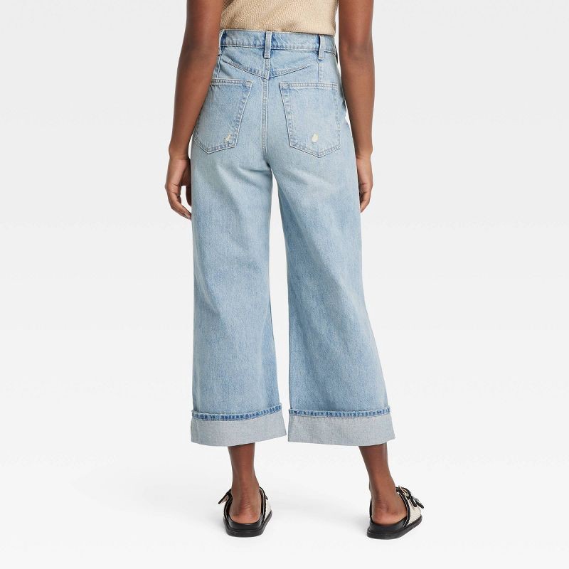 slide 2 of 3, Women's Mid-Rise Cropped Vintage Wide Leg Jeans - Universal Thread™ Medium Wash 14: Cotton Denim, Relaxed Fit, 24.5" Inseam, 1 ct