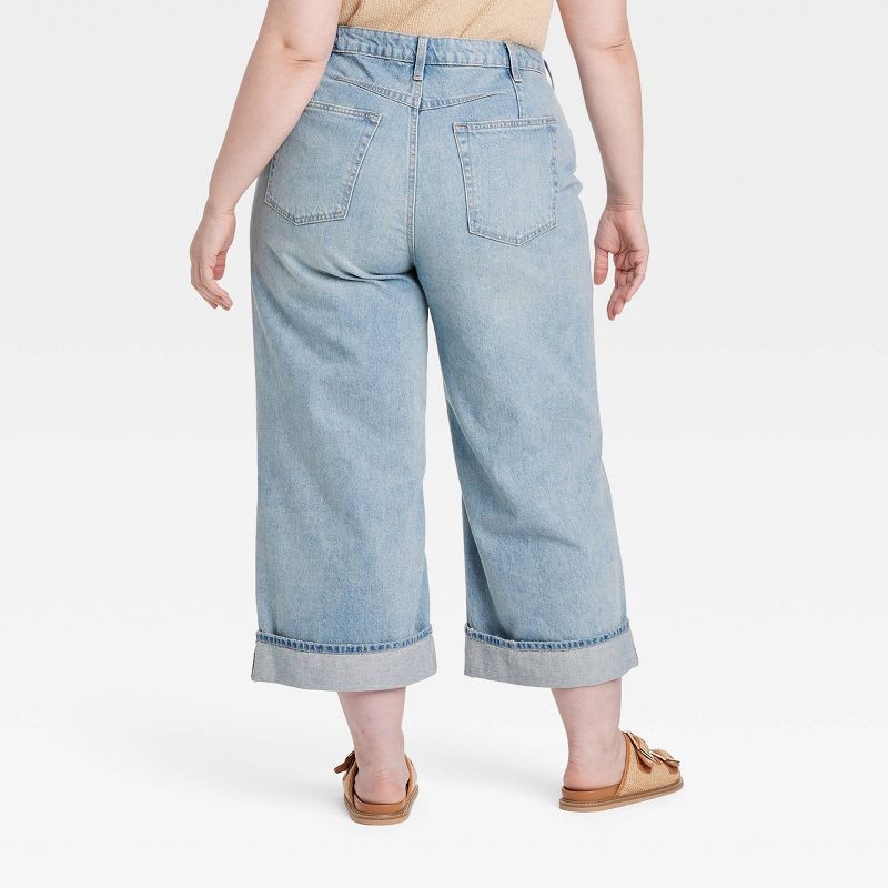 slide 2 of 3, Women's Mid-Rise Cropped Vintage Wide Leg Jeans - Universal Thread™ Medium Wash 17: Relaxed Fit, Denim, Plus Size, 1 ct