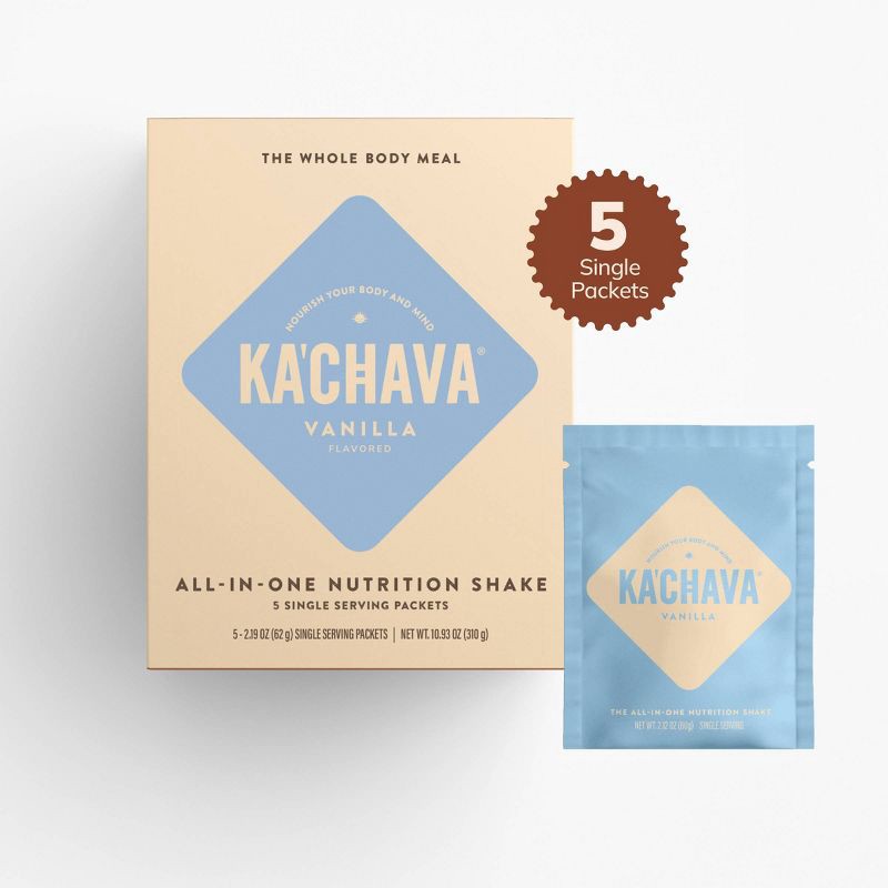 slide 1 of 9, Ka'Chava All-In-One Plant Based Nutritional Shake Powder - Single Serve - Vanilla - 10.93oz/5ct, 10.93 oz, 5 ct