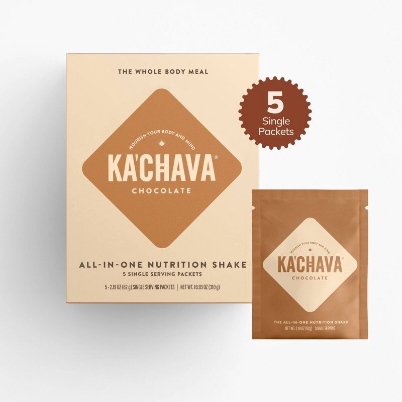 slide 1 of 9, Ka'Chava All-In-One Plant Based Nutritional Shake Powder - Single Serve - Chocolate - 10.93oz/5ct, 10.93 oz, 5 ct