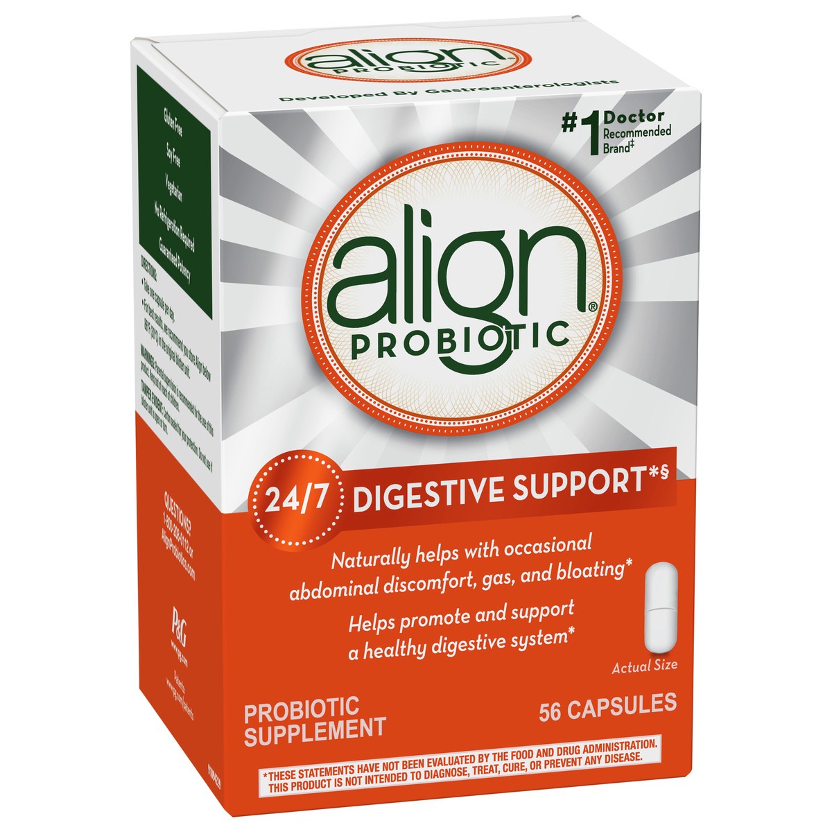 slide 2 of 5, Align Probiotic, Probiotics for Women and Men, Daily Probiotic Supplement for Digestive Health, #1 Recommended Probiotic by Doctors and Gastroenterologists, 56 capsules, 56 ct