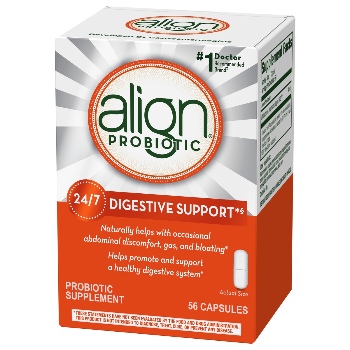 slide 3 of 5, Align Probiotic, Probiotics for Women and Men, Daily Probiotic Supplement for Digestive Health, #1 Recommended Probiotic by Doctors and Gastroenterologists, 56 capsules, 56 ct