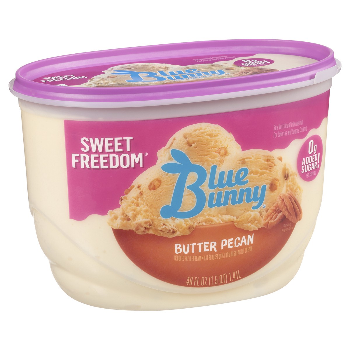 slide 2 of 11, Blue Bunny Butter Pecan Ice Cream Sweet Freedom, 48 fl oz