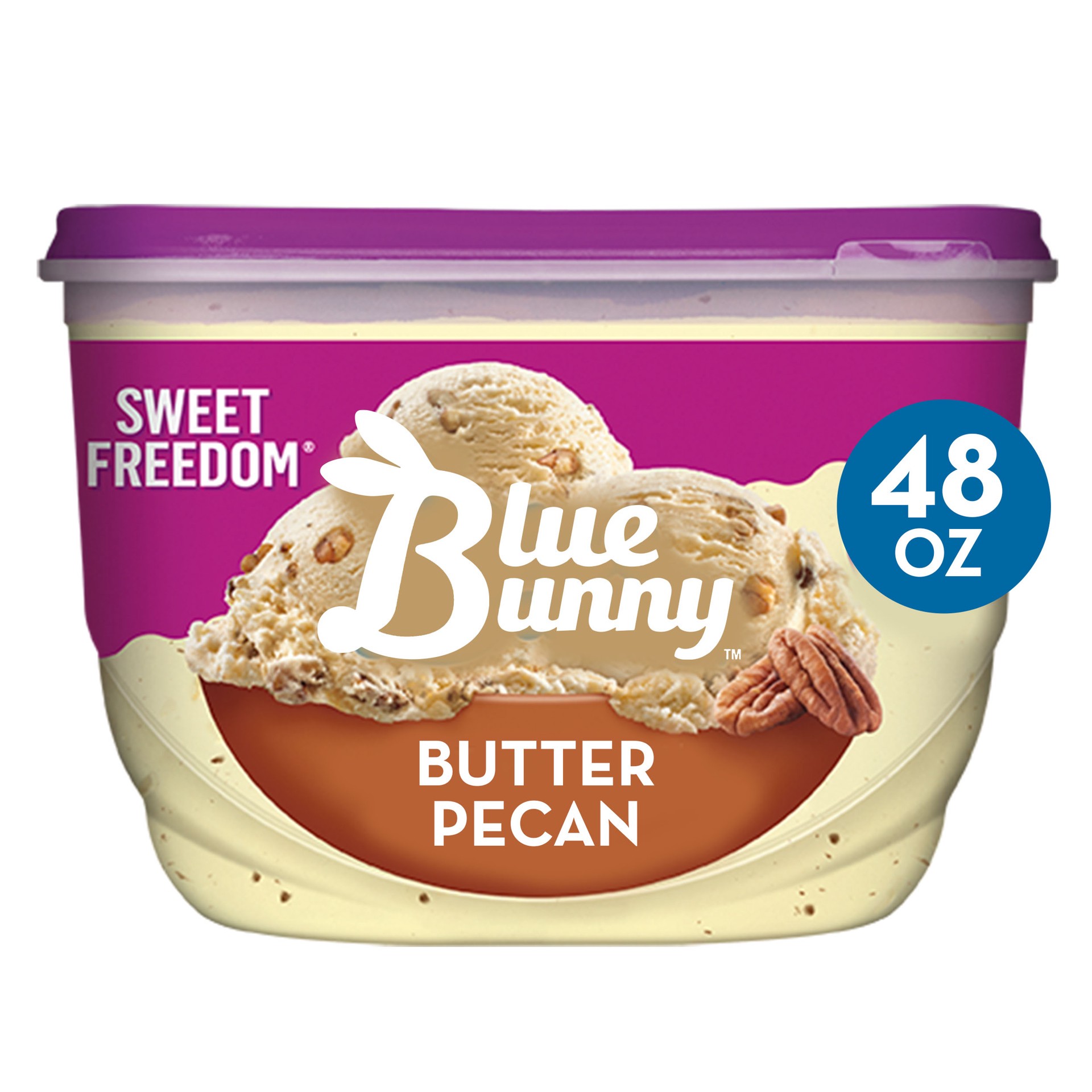 slide 1 of 11, Blue Bunny Butter Pecan Ice Cream Sweet Freedom, 48 fl oz