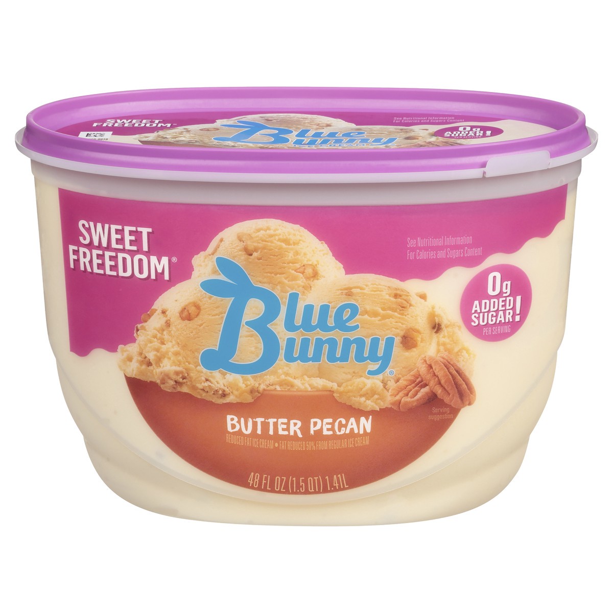 slide 4 of 11, Blue Bunny Butter Pecan Ice Cream Sweet Freedom, 48 fl oz