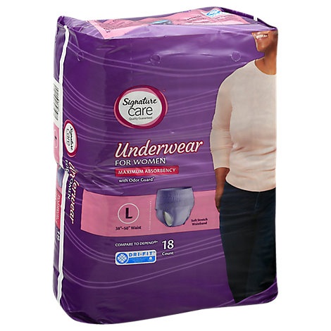 slide 1 of 1, Signature Care Underwear For Women Maximum Absorbency L, 18 ct
