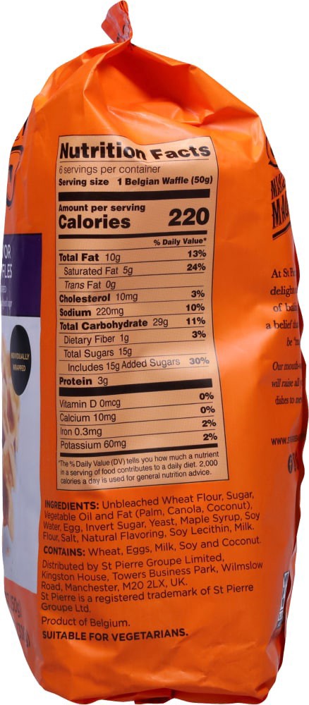 slide 4 of 4, St Pierre Belgian Maple Flavor Waffles 6 - 1.76 oz Waffles, 10.6 oz