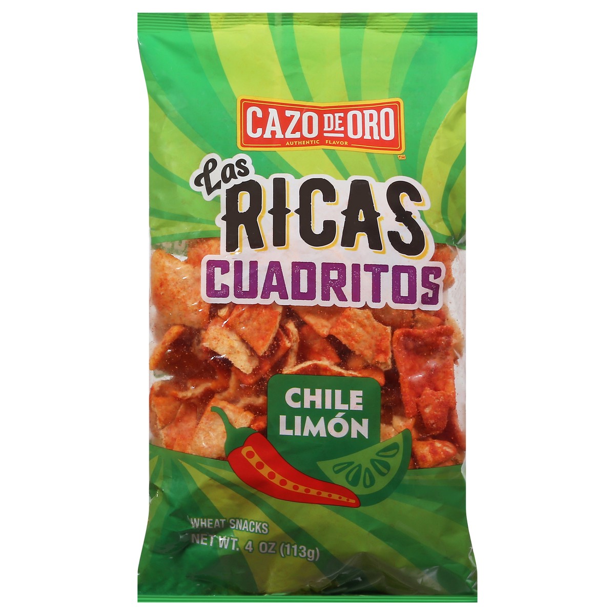 slide 13 of 14, Cazo de Oro Las Ricas Cuadritos Chile Limon Wheat Snacks 4 oz, 4 oz
