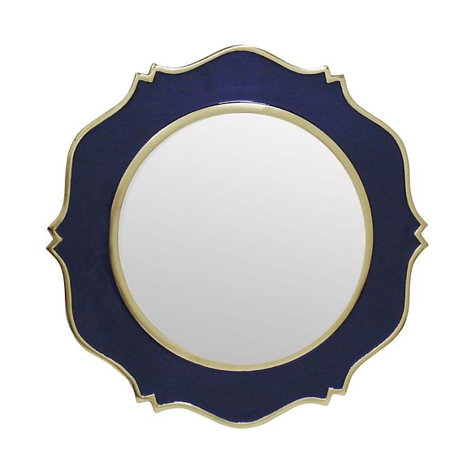 slide 1 of 1, W Home Round Enamel Mirror - Blue, 18 in