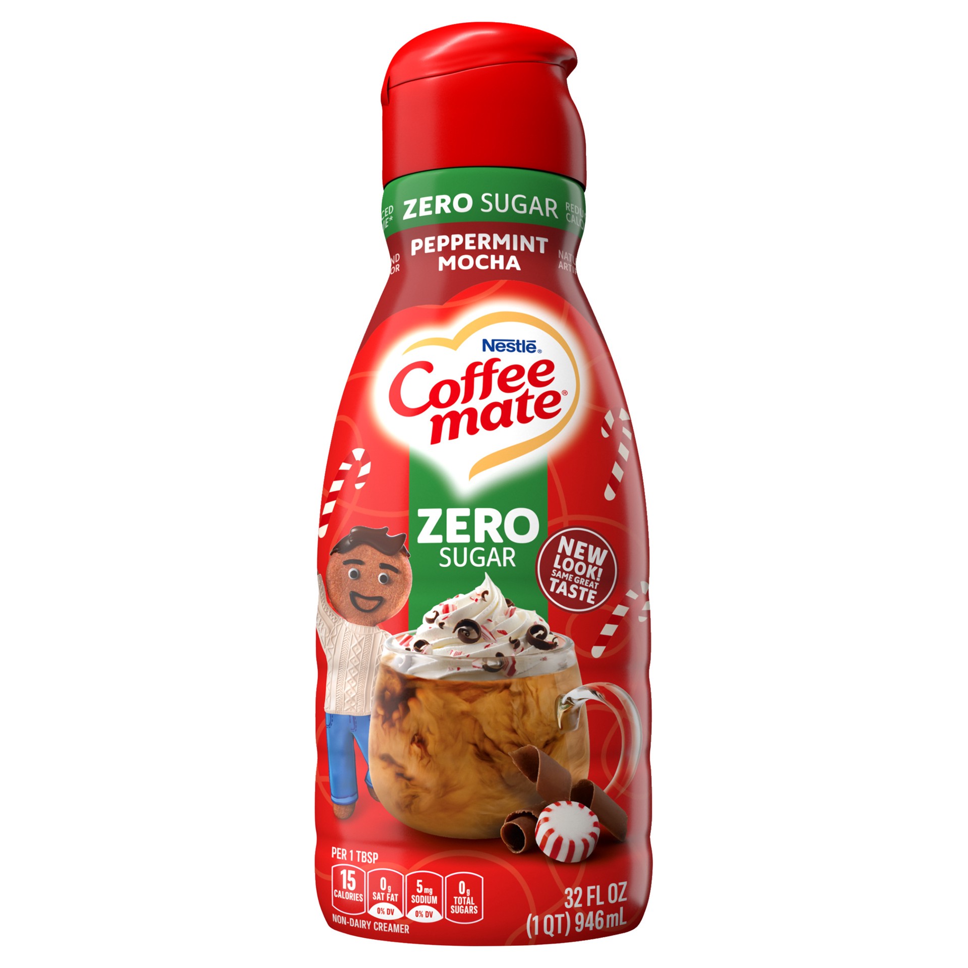 slide 1 of 7, Coffee mate Zero Sugar Peppermint Mocha Flavored Liquid Coffee Creamer, 32 oz