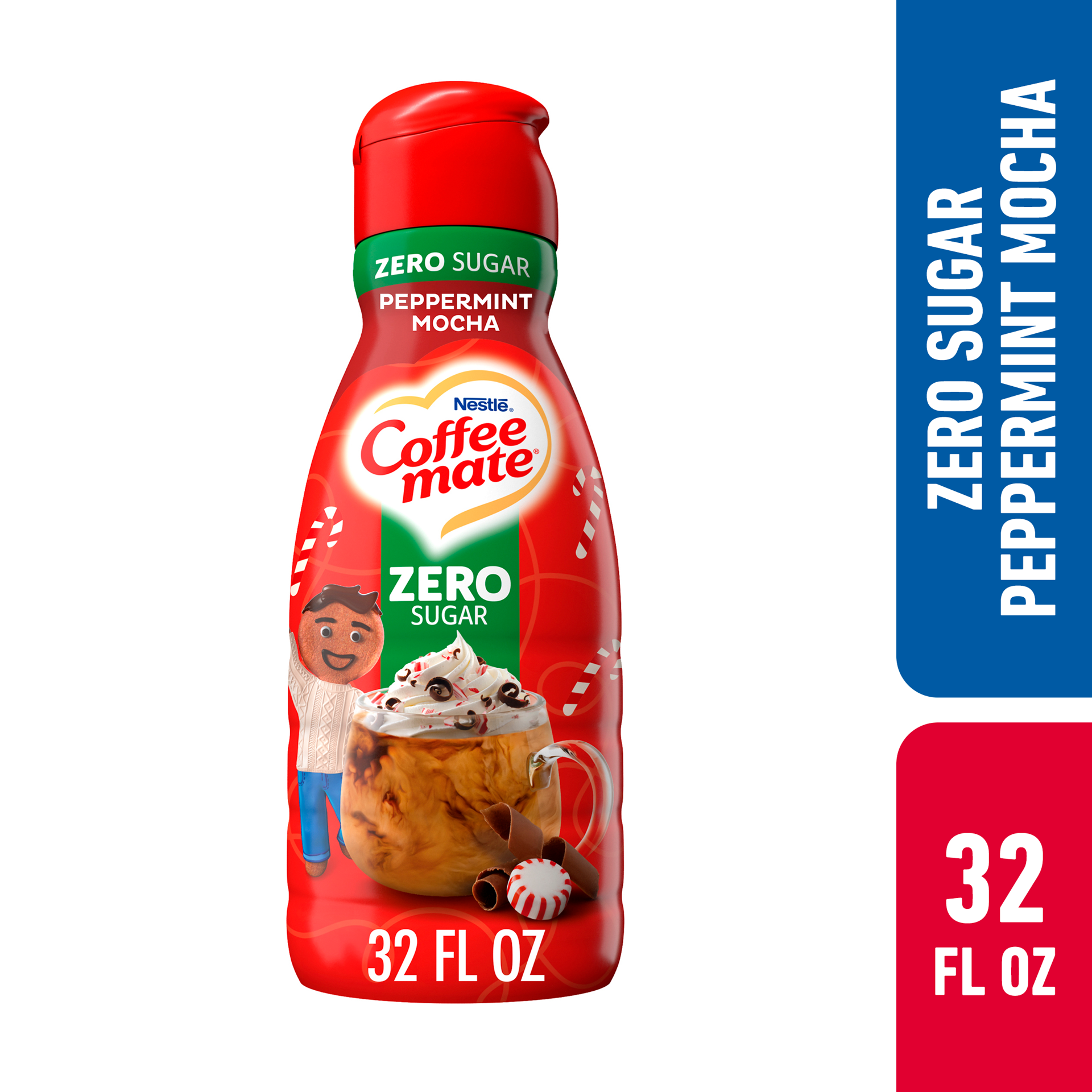 slide 1 of 7, Coffee mate Zero Sugar Peppermint Mocha Flavored Liquid Coffee Creamer, 32 oz