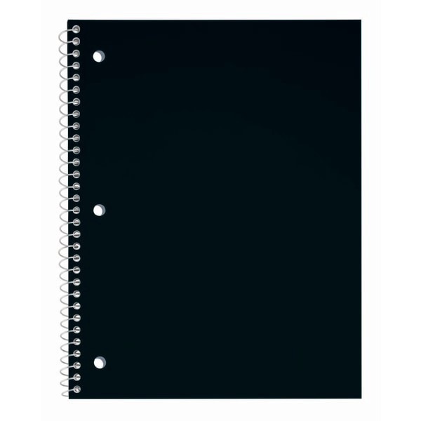 slide 1 of 1, Just Basics Poly Spiral Notebook, 8"" X 10-1/2"", 1 Subject, College Ruled, 70 Sheets, Black, 70 ct