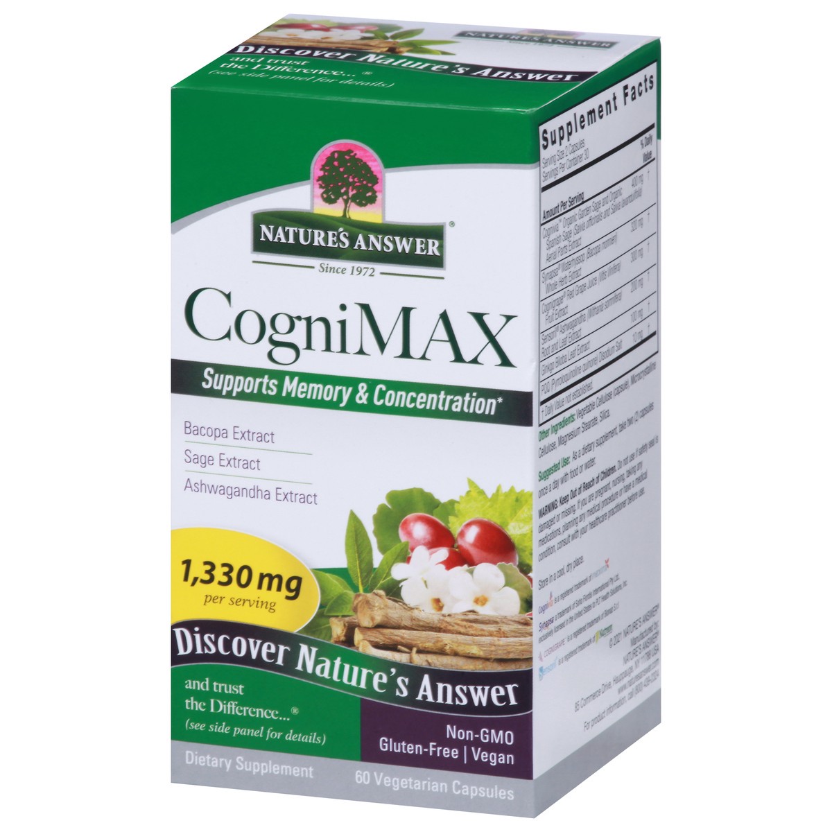 slide 9 of 9, Nature's Answer CogniMAX Vegetarian Capsules, 60 ct