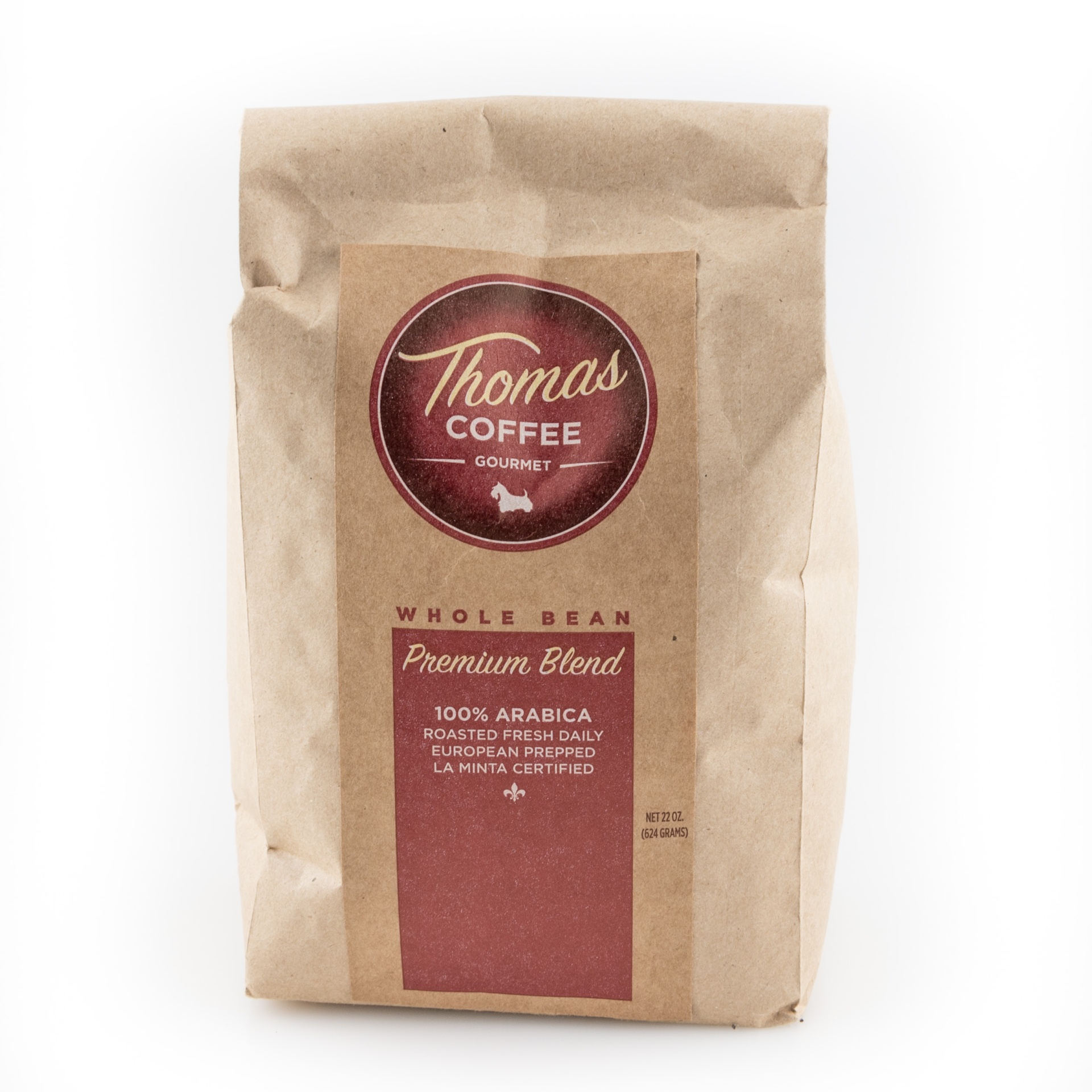 slide 1 of 1, Thomas' Coffee Whole Bean - Premium Blend - 22 oz, 22 oz