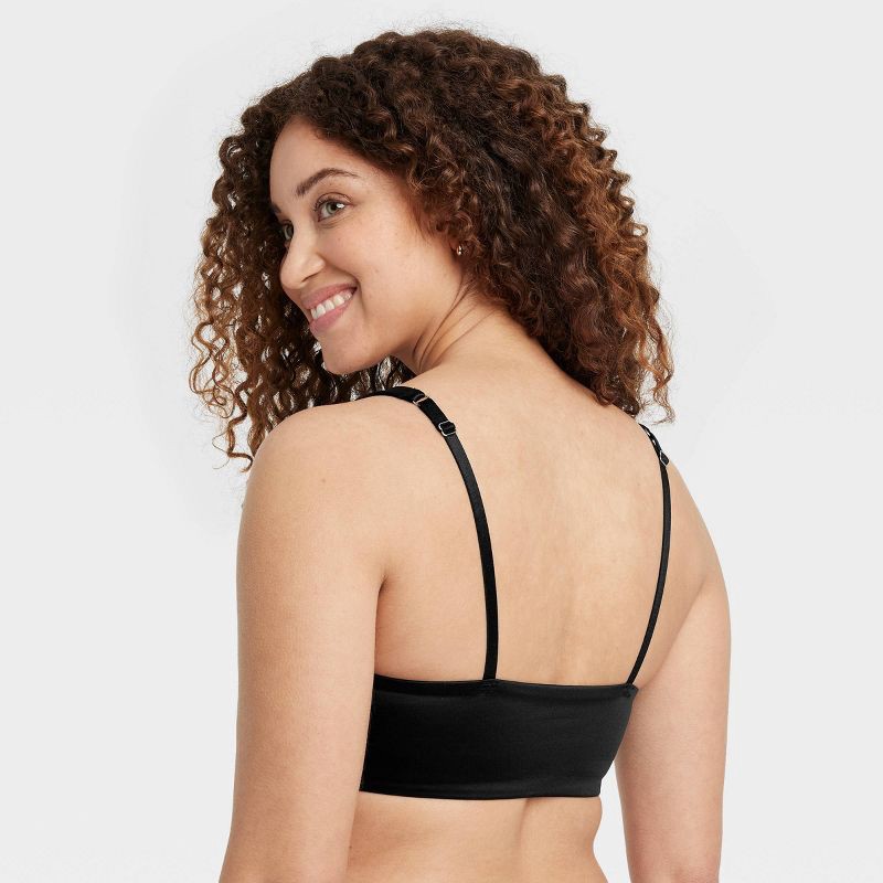 slide 2 of 5, Women's Satin Squareneck Lingerie Bralette - Auden™ Black XS: Soft Cup, Wireless, Wide Straps, Pullover, 1 ct