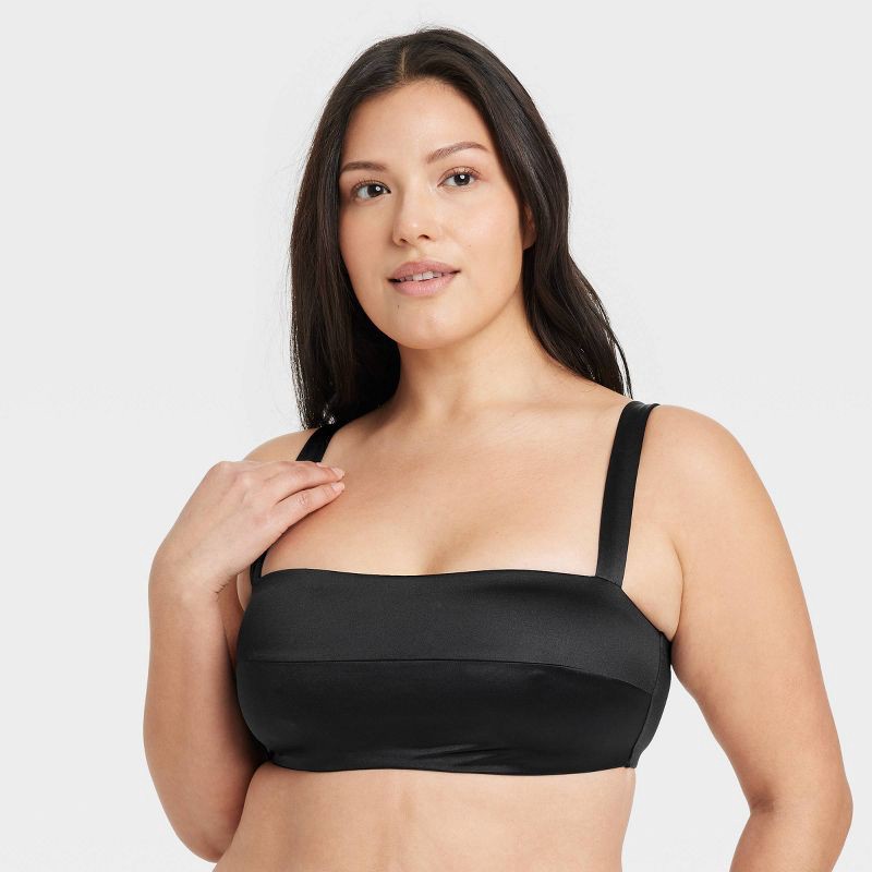 slide 4 of 5, Women's Satin Squareneck Lingerie Bralette - Auden™ Black L: Wireless Soft Cup, Wide Straps, Pullover, 1 ct