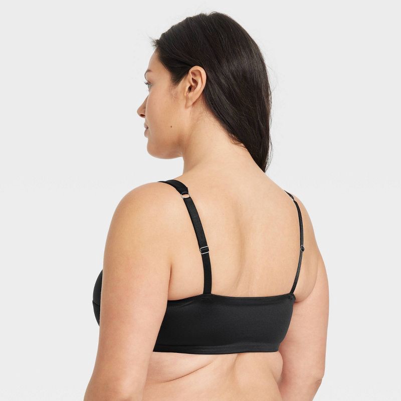 slide 5 of 5, Women's Satin Squareneck Lingerie Bralette - Auden™ Black L: Wireless Soft Cup, Wide Straps, Pullover, 1 ct