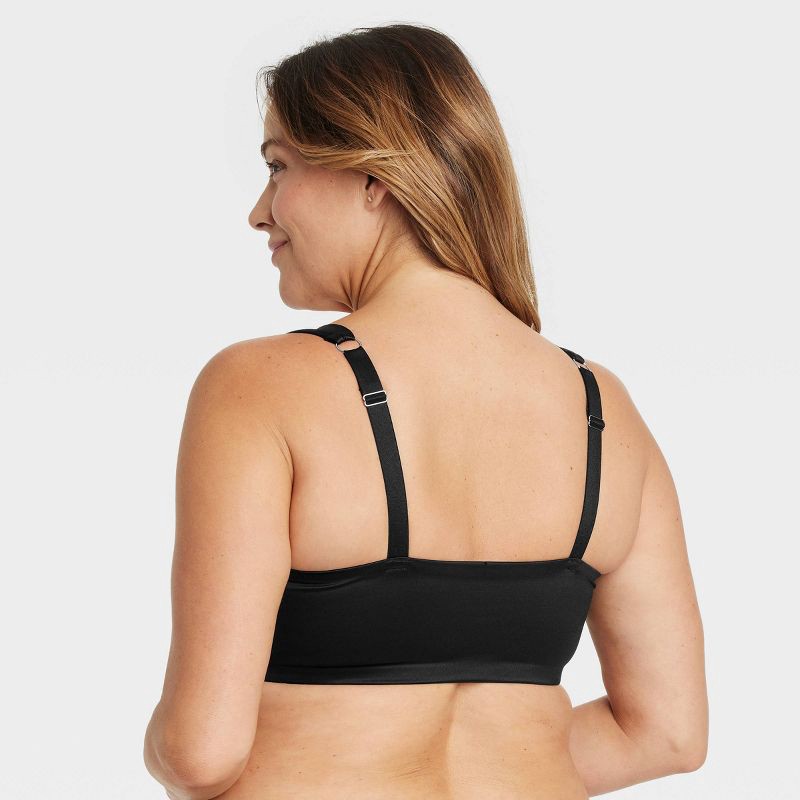 slide 2 of 3, Women's Satin Squareneck Lingerie Bralette - Auden™ Black XXL: Wireless Soft Cup, Wide Straps, Plus Size, 1 ct