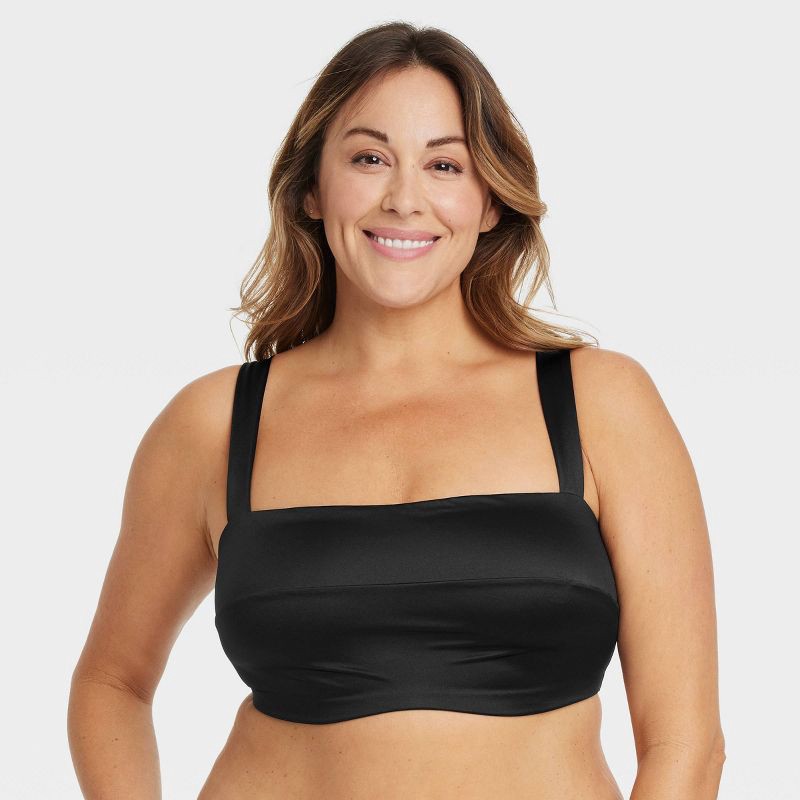 slide 1 of 3, Women's Satin Squareneck Lingerie Bralette - Auden™ Black XXL: Wireless Soft Cup, Wide Straps, Plus Size, 1 ct