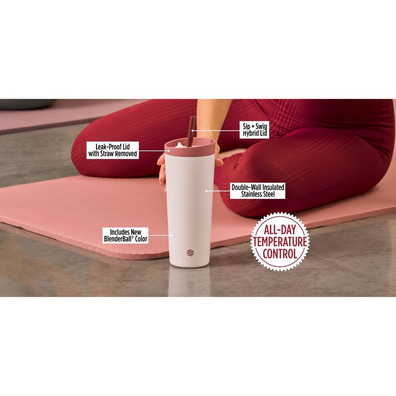 slide 5 of 7, BlenderBottle 24oz Stainless Steel Strada Straw Tumbler - Red, 24 oz