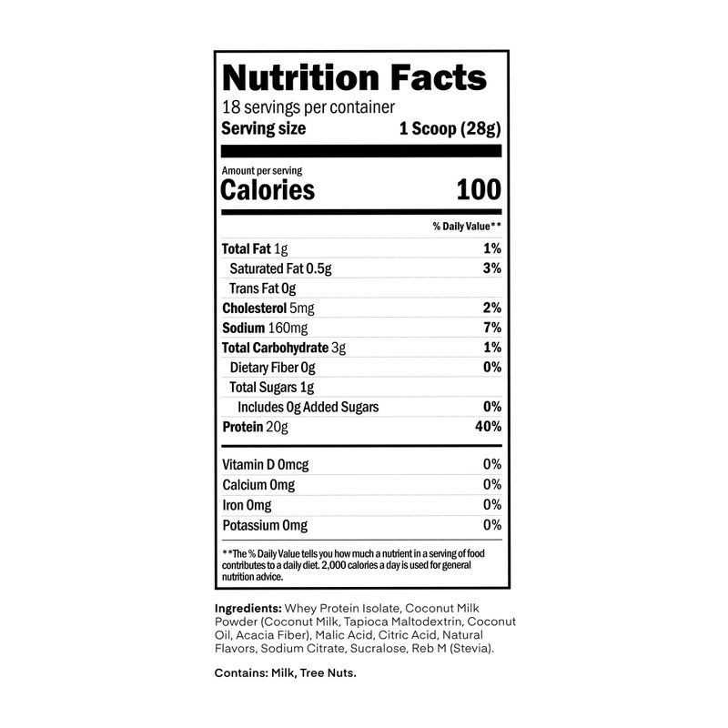 slide 3 of 7, Oath Nutrition 18 Servings Clear Protein Powder - Coconut Colada: Gluten-Free Whey Isolate, 18 servings