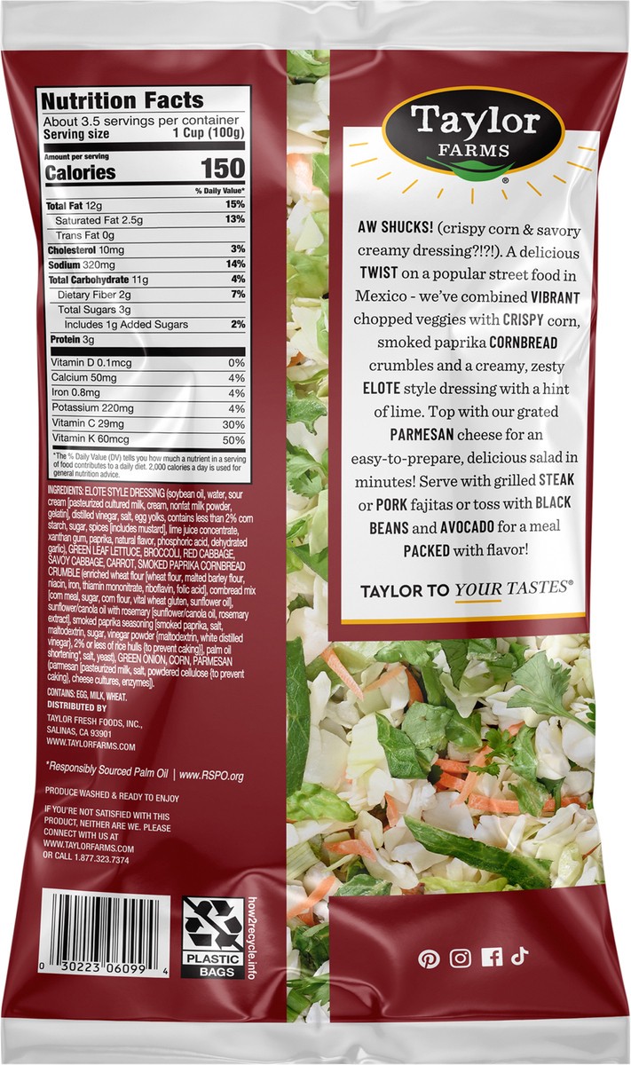 slide 2 of 3, Taylor Farms Mexican St Corn Chopped Salad Kit, 11.62 oz
