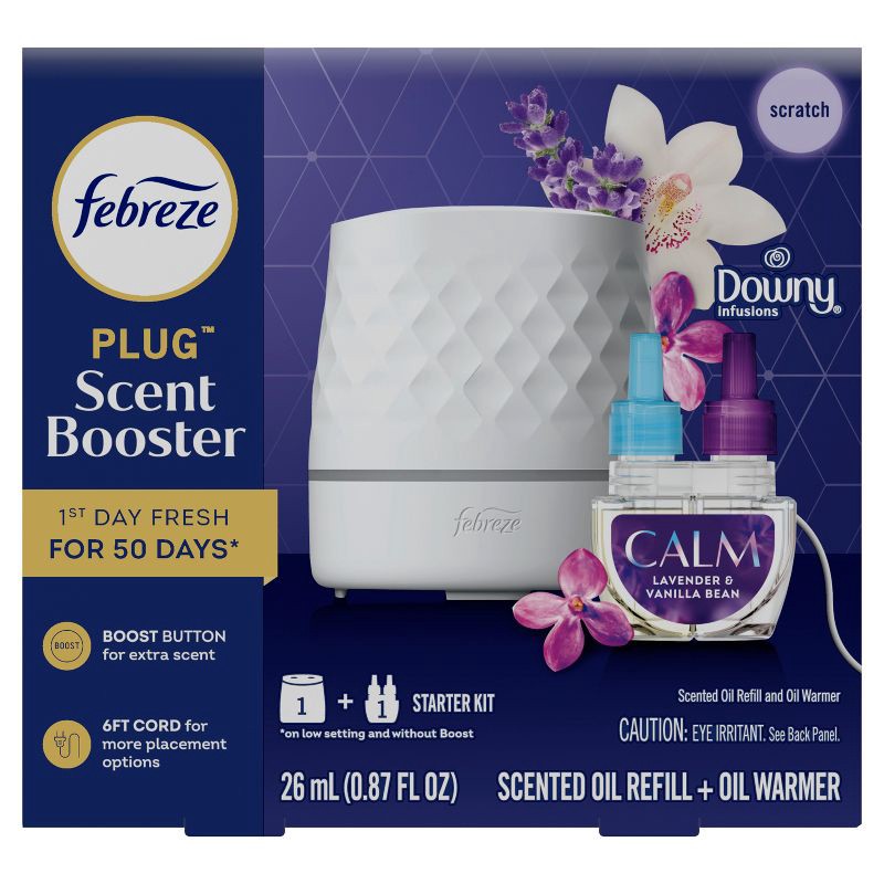 slide 2 of 16, Febreze Plug Scent Booster Downy Calm Starter Kit - 0.87 fl oz/2ct, 2 ct; 0.87 fl oz