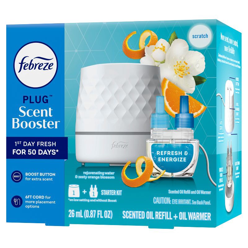 slide 14 of 16, Febreze Plug Scent Booster Refresh & Energize Starter Kit - .87 fl oz/2ct, 2 ct; 0.87 fl oz