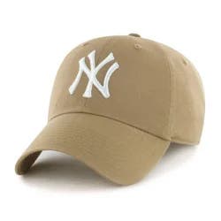 MLB New York Yankees Khaki Clean Up Hat: Adjustable Cotton Baseball Cap