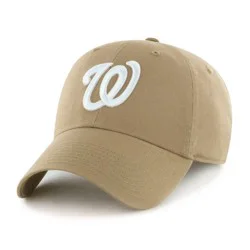 MLB Washington Nationals Khaki Clean Up Hat: Cotton Adjustable Baseball Cap