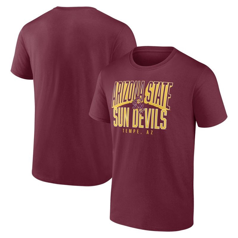 slide 1 of 3, NCAA Arizona State Sun Devils Men's Core T-Shirt - S: Cotton-Polyester Blend, Crew Neck, Tagless, 1 ct