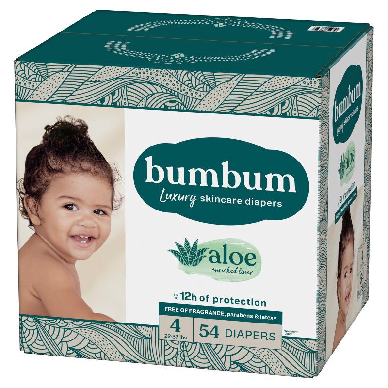 slide 13 of 14, bumbum Luxury Skincare Disposable Diapers - Size 4 - 54ct, 4 x 54 ct
