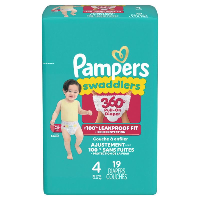 slide 15 of 15, Pampers Swaddlers 360 Disposable Diapers - Size 4 - 19ct, 4 x 19 ct