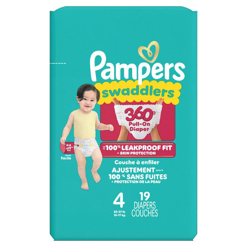 slide 12 of 15, Pampers Swaddlers 360 Disposable Diapers - Size 4 - 19ct, 4 x 19 ct