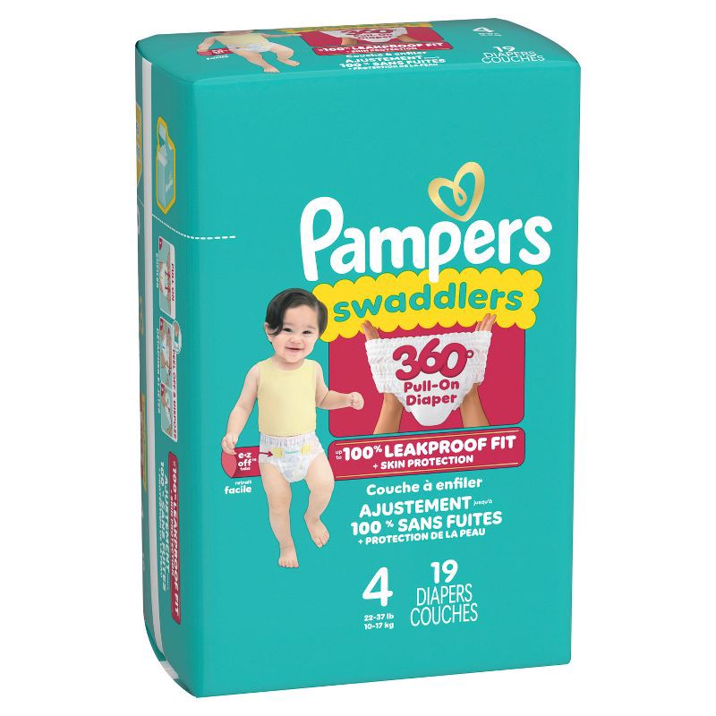 slide 13 of 15, Pampers Swaddlers 360 Disposable Diapers - Size 4 - 19ct, 4 x 19 ct