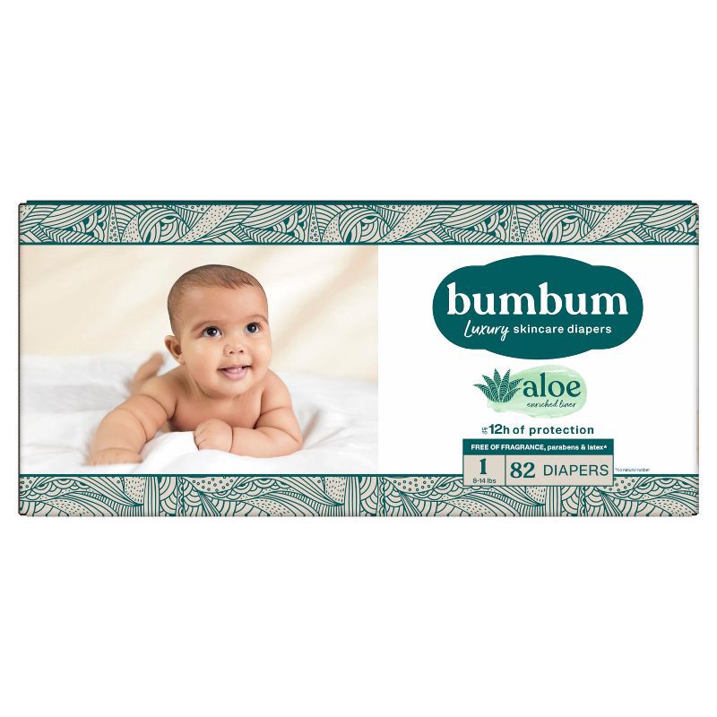 slide 11 of 14, bumbum Luxury Skincare Disposable Diapers - Size 1 - 82ct, 1 x 82 ct