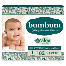 bumbum Luxury Skincare Disposable Diapers - Size 1 - 82ct: Baby Diaper for 8 to 14 lbs Infants, Soft Polypropylene Material