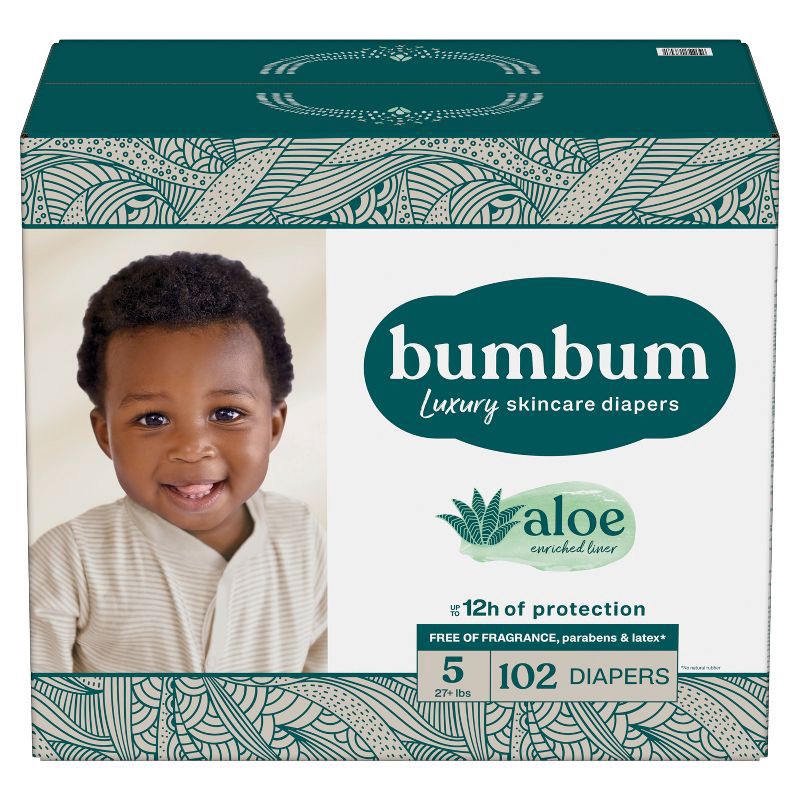slide 14 of 14, bumbum Luxury Skincare Disposable Diapers - Size 5 - 102ct, 5 x 102 ct