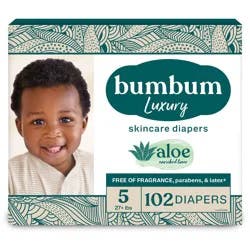 bumbum Luxury Skincare Disposable Diapers - Size 5 - 102ct