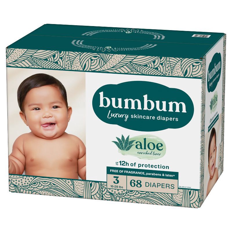 slide 13 of 14, bumbum Luxury Skincare Disposable Diapers - Size 3 - 68ct, 3 x 68 ct