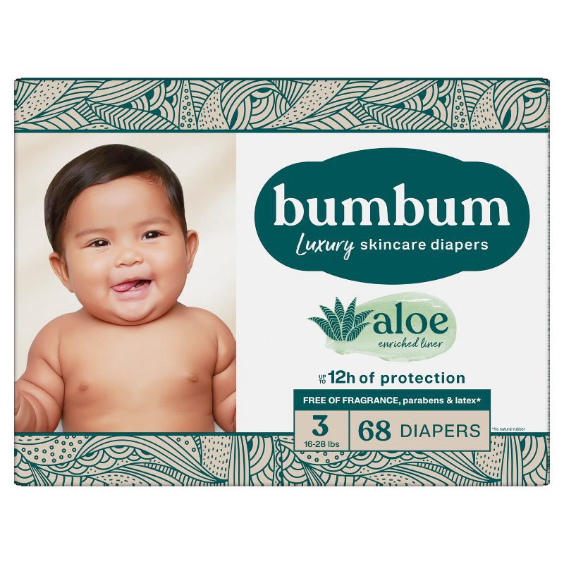 slide 11 of 14, bumbum Luxury Skincare Disposable Diapers - Size 3 - 68ct, 3 x 68 ct