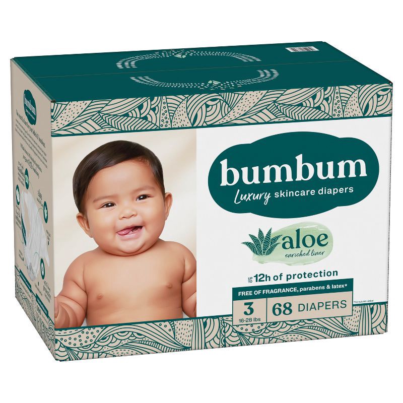 slide 12 of 14, bumbum Luxury Skincare Disposable Diapers - Size 3 - 68ct, 3 x 68 ct