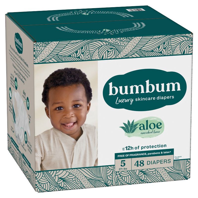slide 12 of 14, bumbum Luxury Skincare Disposable Diapers - Size 5 - 48ct, 5 x 48 ct