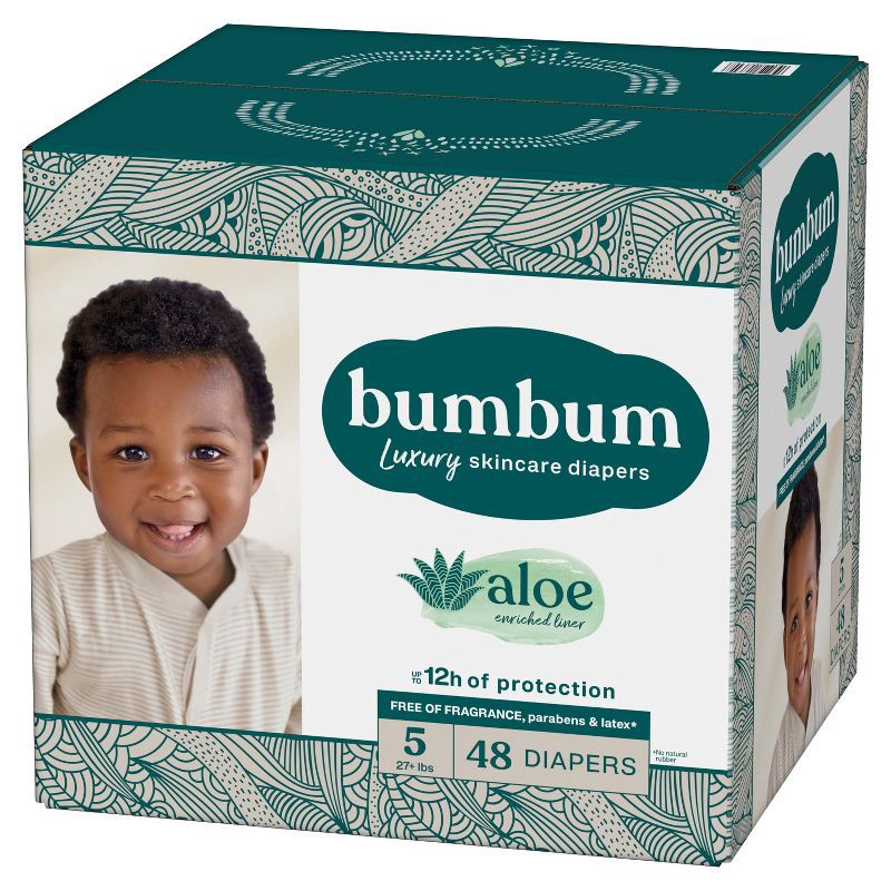 slide 13 of 14, bumbum Luxury Skincare Disposable Diapers - Size 5 - 48ct, 5 x 48 ct