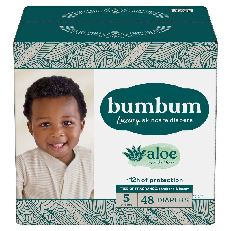 slide 14 of 14, bumbum Luxury Skincare Disposable Diapers - Size 5 - 48ct, 5 x 48 ct