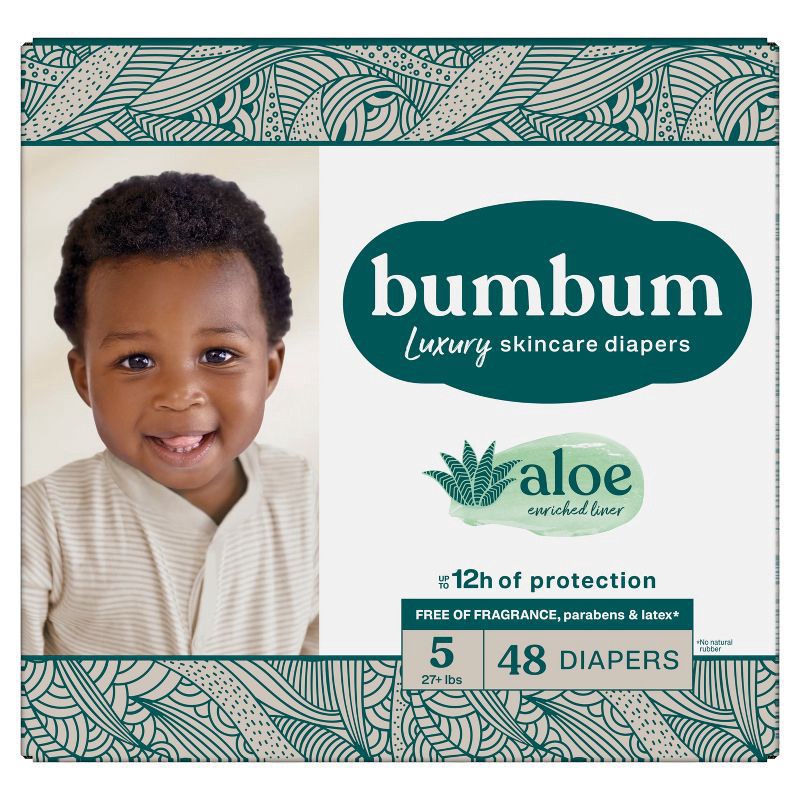 slide 11 of 14, bumbum Luxury Skincare Disposable Diapers - Size 5 - 48ct, 5 x 48 ct