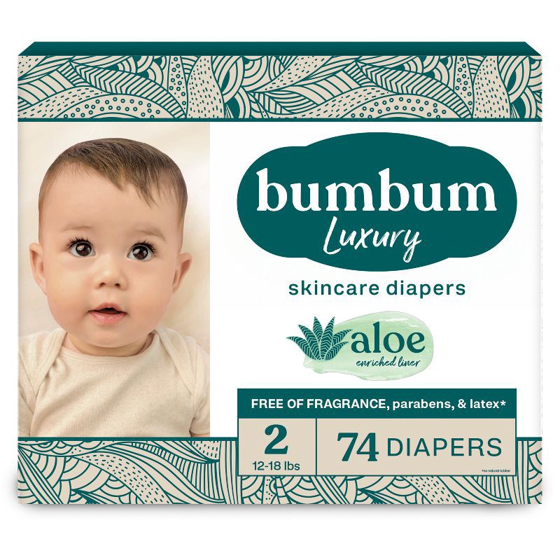 slide 1 of 14, bumbum Luxury Skincare Disposable Diapers - Size 2 - 74ct, Size 2; 74 ct
