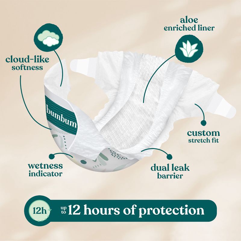 slide 3 of 14, bumbum Luxury Skincare Disposable Diapers - Size 4 - 114ct, 4 x 114 ct