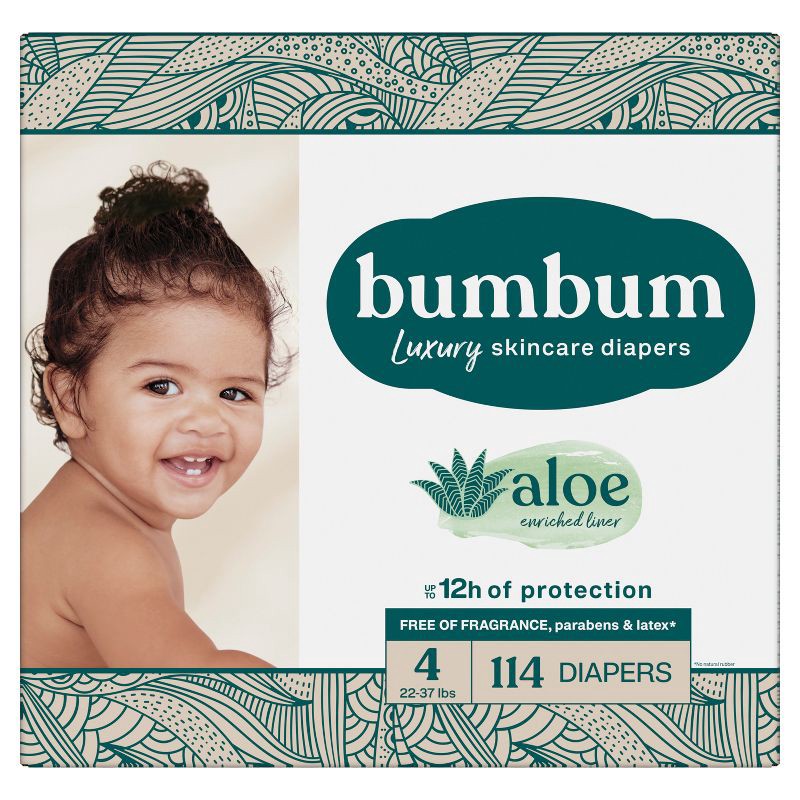 slide 11 of 14, bumbum Luxury Skincare Disposable Diapers - Size 4 - 114ct, 4 x 114 ct